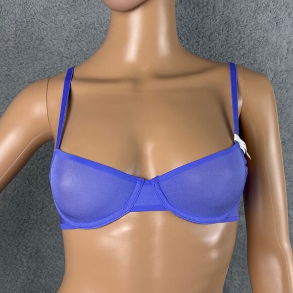 Aerie Smoothez Mesh Balconette Bra Unlined Underwire Purple Size 32C NWT - Picture 1 of 4